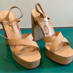 Simmi London leather platform, heeled sandals size 8
